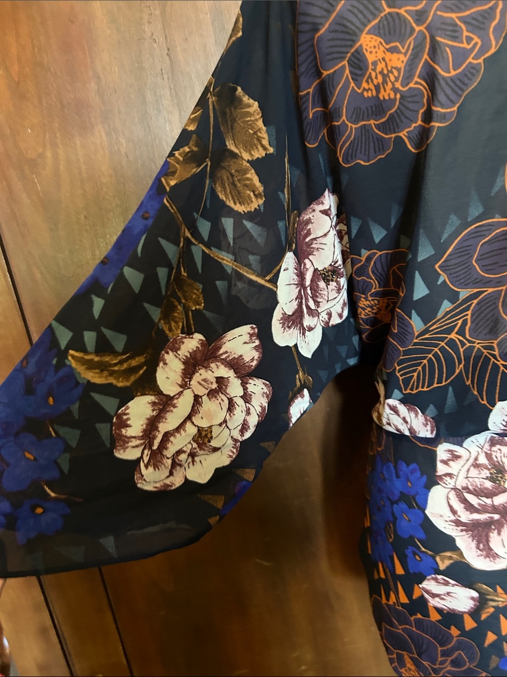 AKIRA Blue Floral Kimono Duster M - Picture 5 of 8